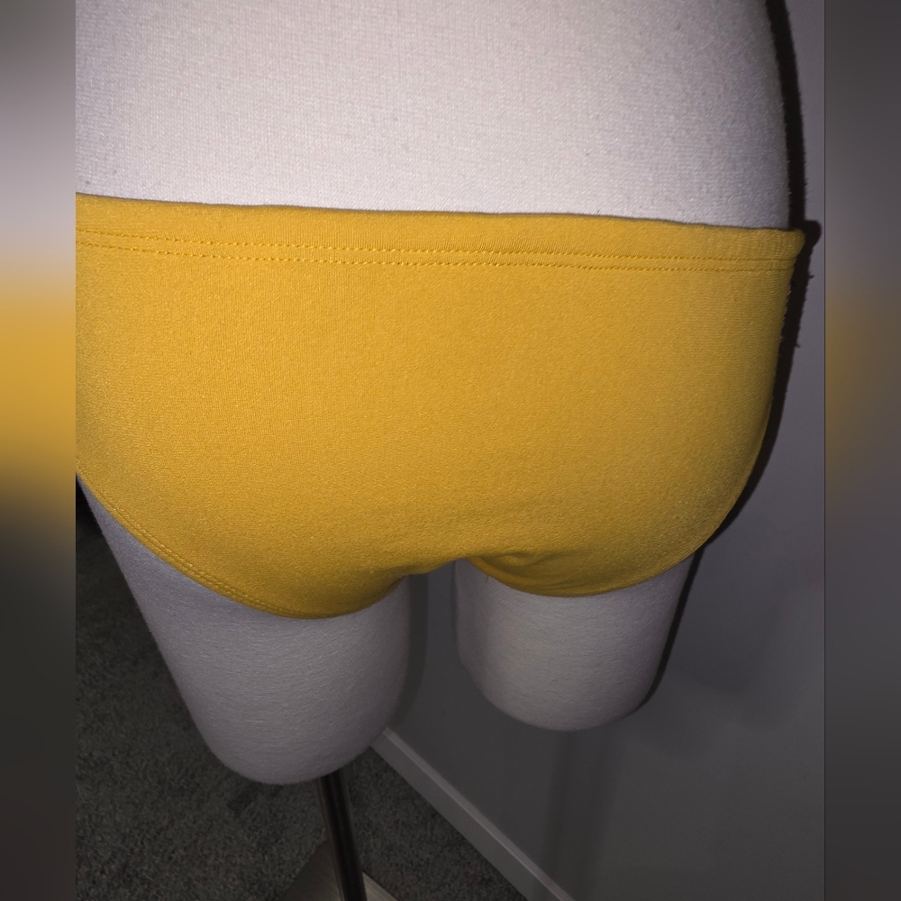 Jolyn Clothing MIDL Yellow Active Bikini Bottom Black Logo Patch Drawstring Sz S - Picture 16 of 16